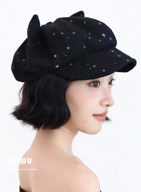 知雾俏皮可爱风猫耳贝雷帽女