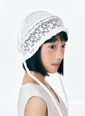 知雾法式田园风蕾丝套头帽女