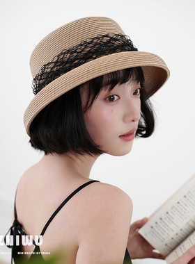 知雾夏季灯罩草帽女海边度假遮阳