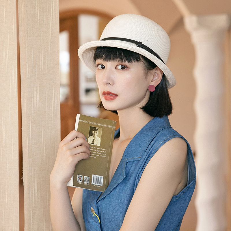 白色礼帽法式卷边气质名媛女式草帽 mauropoli帽子