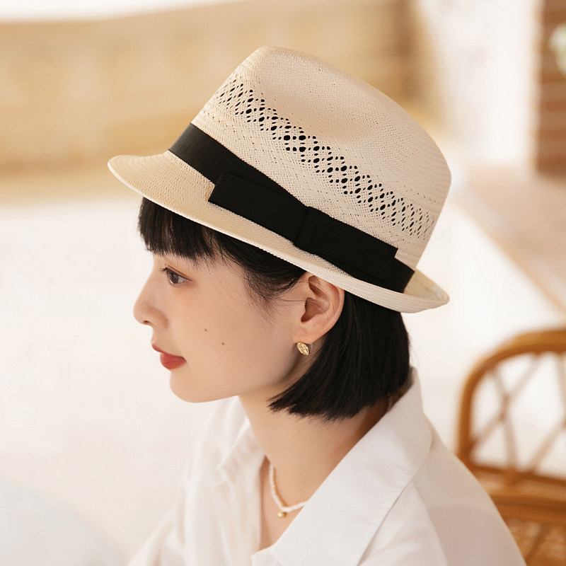 爵士礼帽夏季新款法式复古白色草帽 mauropoli帽子