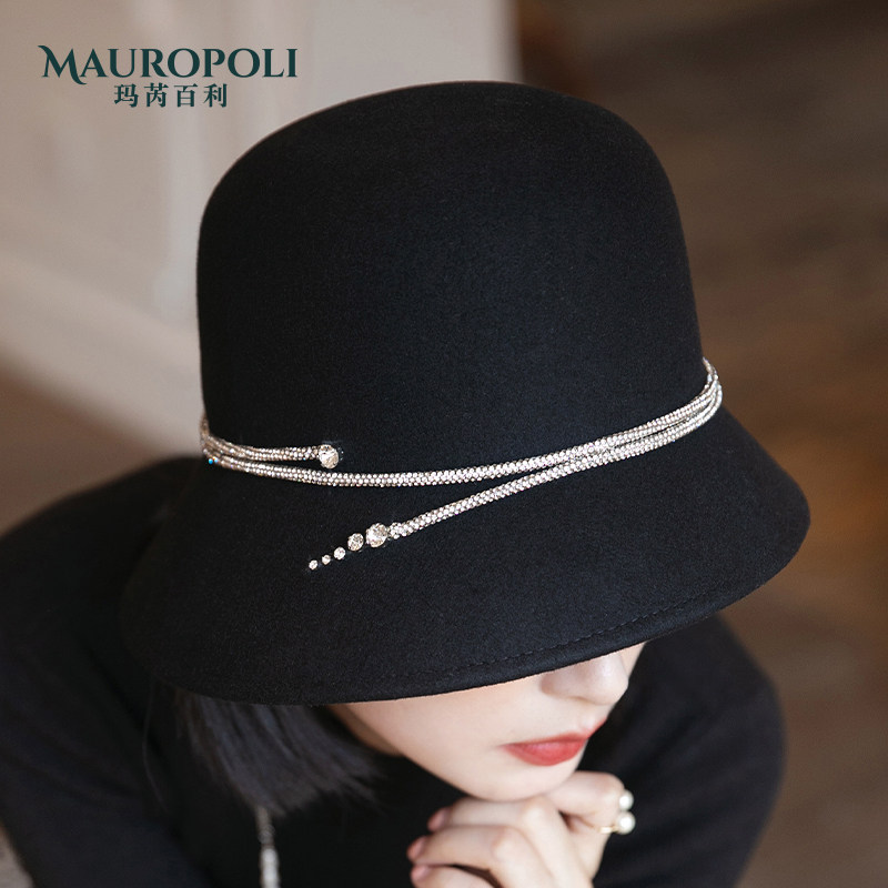 羊毛秋冬不规则帽檐英伦优雅毛呢帽 mauropoli帽子