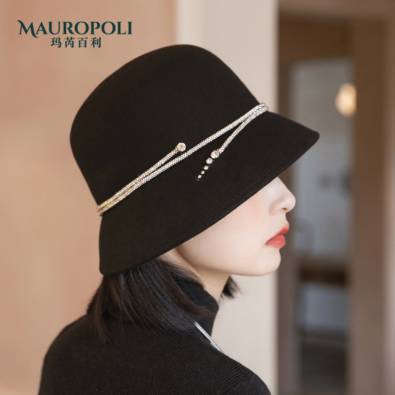 羊毛秋冬不规则帽檐英伦优雅毛呢帽 mauropoli帽子