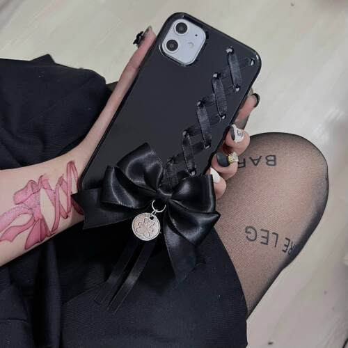 甜耳兔原创暗黑少女适用于iPhone17promax辣妹15pro甜酷苹果X蝴蝶结13手机壳蕾系 - 图0