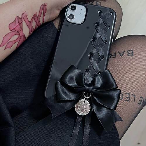 甜耳兔原创暗黑少女适用于iPhone17promax辣妹15pro甜酷苹果X蝴蝶结13手机壳蕾系 - 图1