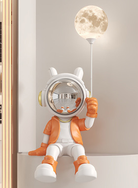 宇航员太空人坐姿月球灯摆件客厅