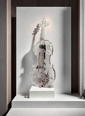 透明小提琴艺术摆件现代客厅装饰