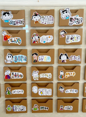 幼儿园牛皮纸作品收纳盒手工绘画装饰盒创意活动展板墙面墙贴材料