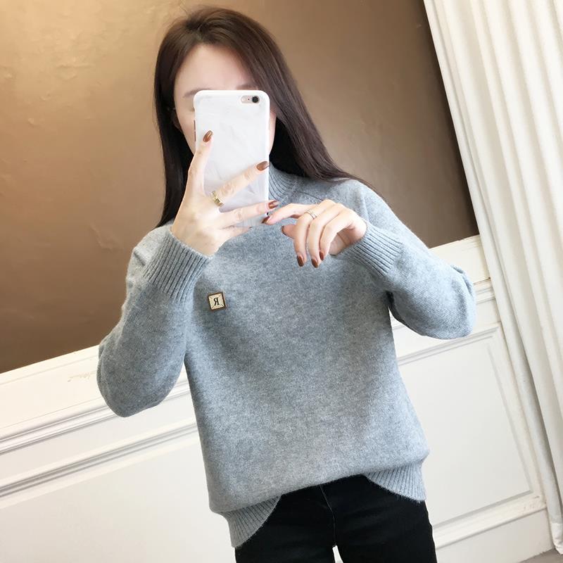 简致莎2025新款学生甜美风格半高领毛衣 套头针织保暖毛衣女秋冬 - 图2