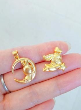 七夕礼品月亮兔星兔项红链 金可爱沙小白兔吊坠网爆款礼22.07.29