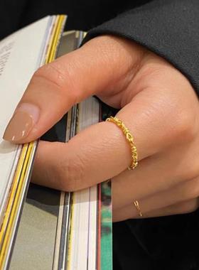 越沙金南绳结戒指女款黄铜23.3.14.镀款金气质时网红同开尚口指环