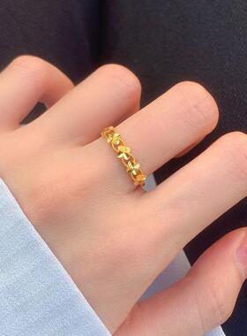 越沙环7.26.01四叶草戒指女小红书新南款时尚铜镀金幸运草指送女