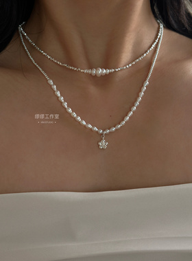 星光～925银渐变天然珍珠锁骨链夏天新款2025轻奢礼物高级感原创
