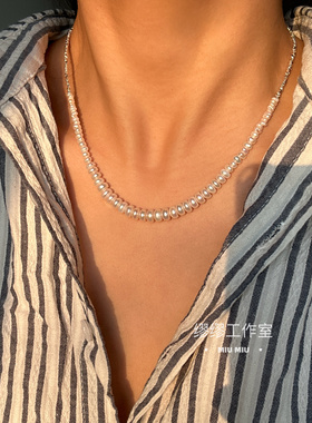 闪闪亮亮惹人爱碎银子渐变淡水珍珠项链日常百搭夏日锁骨链纯银