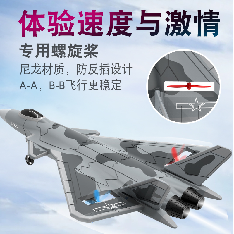 歼20威龙战斗机模型可飞儿童遥控飞机耐摔泡沫防撞电动滑翔机F35 - 图0
