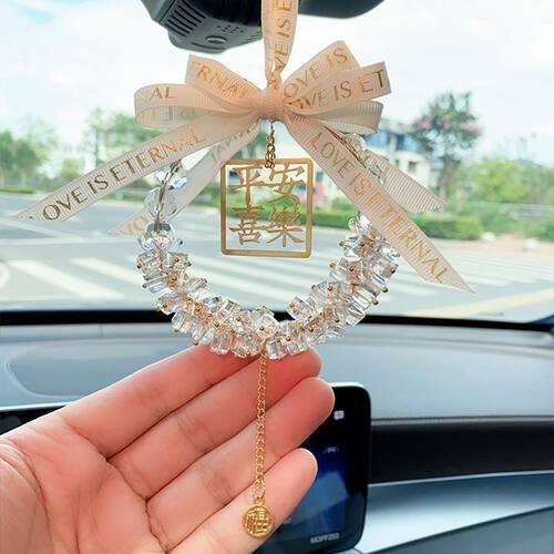 汽车挂件手工编制创意抖音热销车载挂件网红水晶车内挂饰后视镜 - 图2