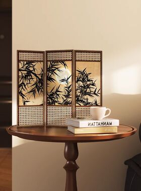 【墨竹图】桌面屏风摆件中国风摆画餐厅电视柜餐边柜复古装饰画
