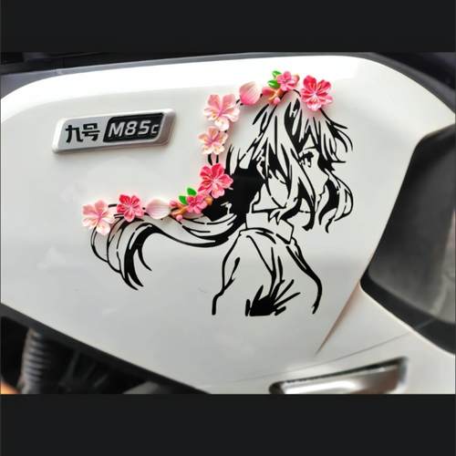 适用九号N370C80C85C桃花3d立体电动摩托车装饰小配件可遮挡划痕 - 图3