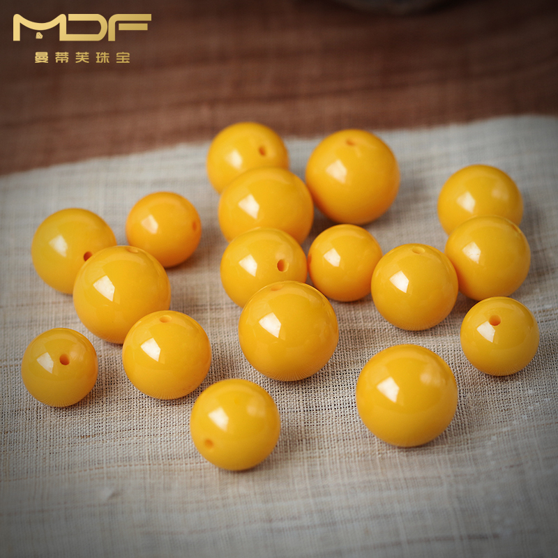 鸡油黄圆珠仿蜜蜡单珠散珠子金刚菩提手串配珠手工diy饰品隔珠 - 图2