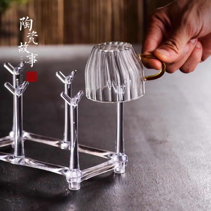 亚克力杯架创意小杯挂架咖啡杯架子沥水架水杯架收纳家用收拉支架 - 图3