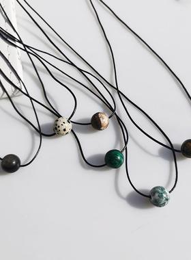 原创设计天然石项链锁骨链可调节