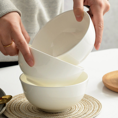 唐山骨瓷碗家用套装白色饭碗米饭碗陶瓷碗2025新款面碗餐具白瓷碗 - 图2