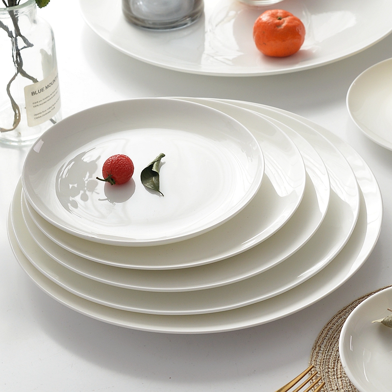 骨碟陶瓷白瓷盘骨瓷盘子菜盘平盘浅盘家用西餐餐盘纯白色碟子餐具 - 图0