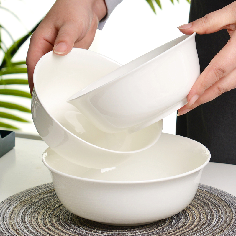 面碗陶瓷碗白色碗家用2024新款骨瓷餐具汤碗大碗泡面碗白瓷碗饭碗-图2