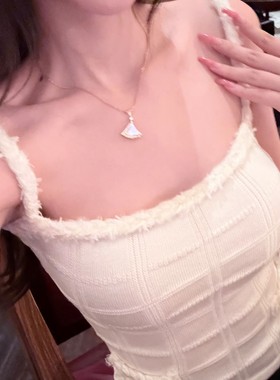 【DIVAS'D系列】高版本还原 无差版白母贝扇形S 银制重工水钻项链