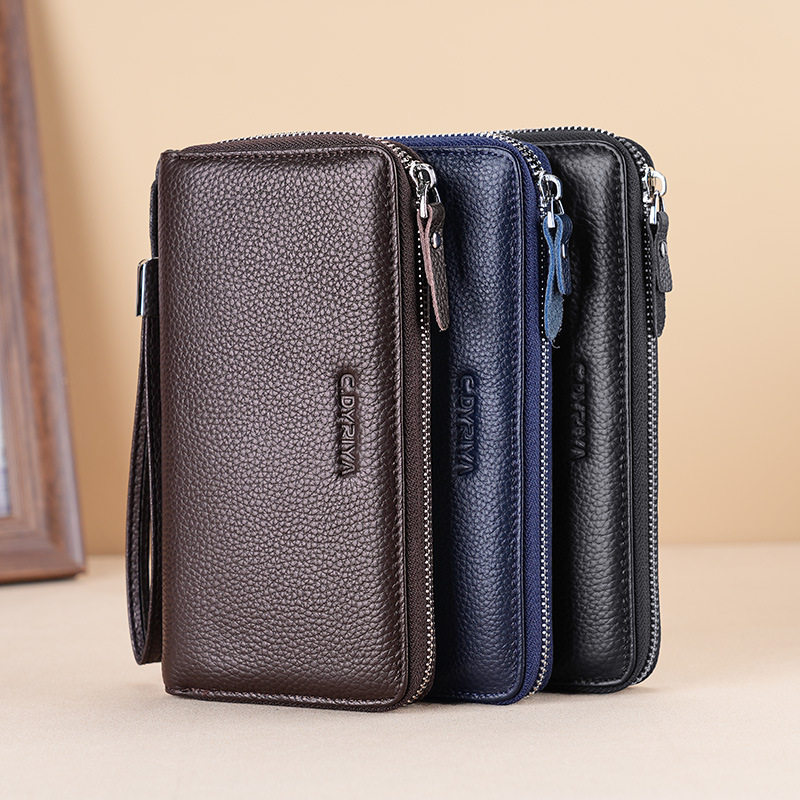 新款钱包男士长款真皮拉链钱夹头层牛皮商务青年手拿包大容量手包,淘宝优惠券,粉丝福利购,淘宝优惠卷