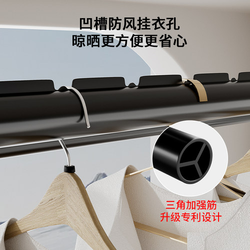 2025新款晾衣架手摇升降侧装小尺寸单杆双阳台家用双层悬挂晾衣杆 - 图1