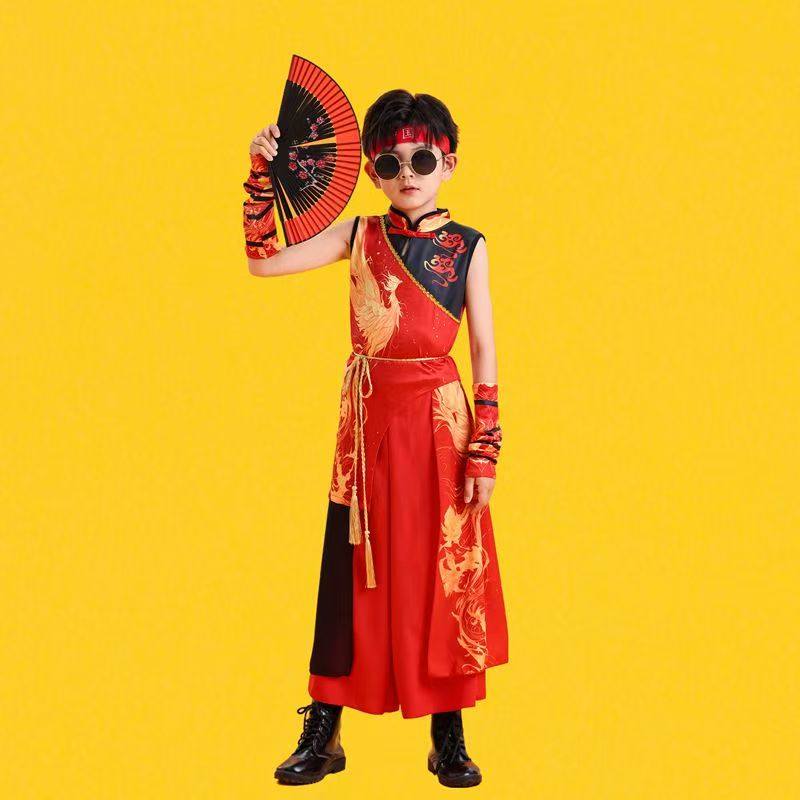 出租国潮演出服打鼓服儿童舞蹈走秀表演服套装爵士舞街舞青春活力,淘宝优惠券,粉丝福利购,淘宝优惠卷