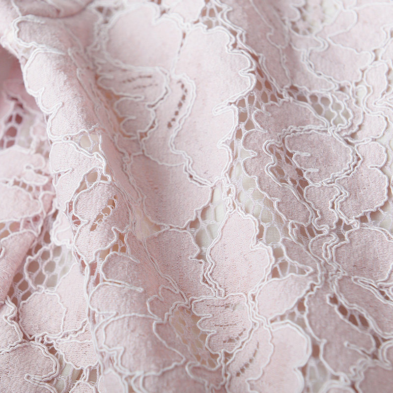 镂空春秋粉色一字领洋气小衫中袖 gesgoo蕾丝衫/雪纺衫