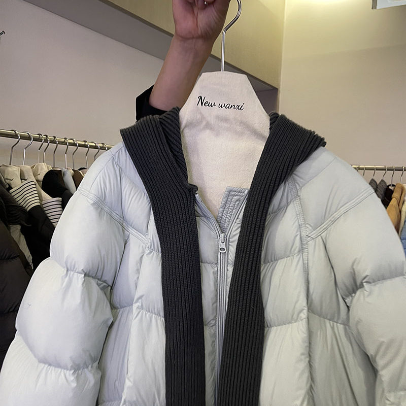 2025新云朵泡芙羽绒服女中长针织连帽宽松显瘦面包服外套90白鸭绒,淘宝优惠券,粉丝福利购,淘宝优惠卷