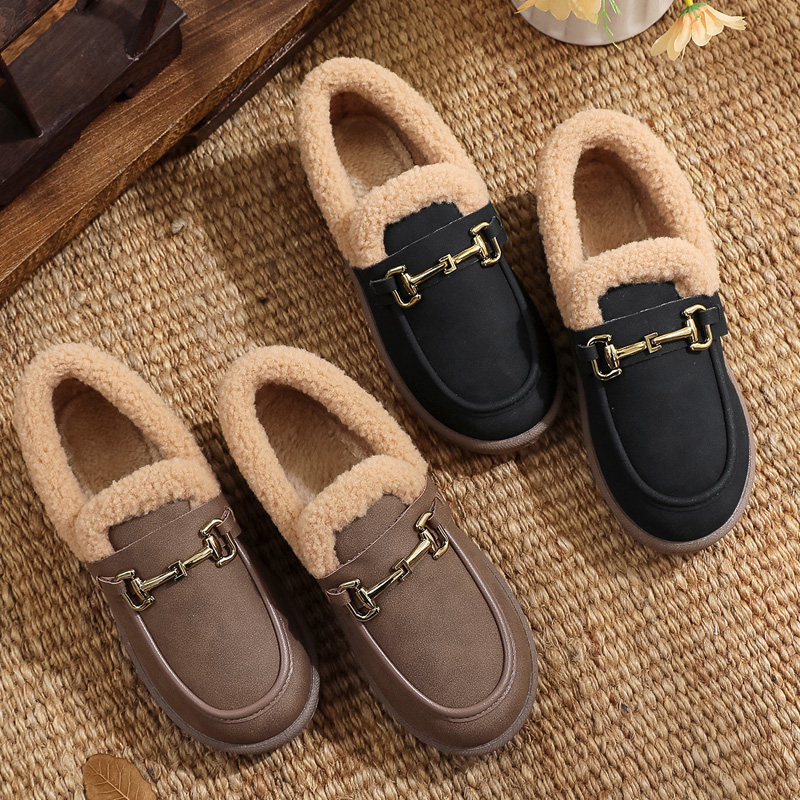 棉鞋女2024冬季加绒加厚保暖豆豆鞋一脚蹬厚底老北京妈妈鞋女棉靴,淘宝优惠券,粉丝福利购,淘宝优惠卷