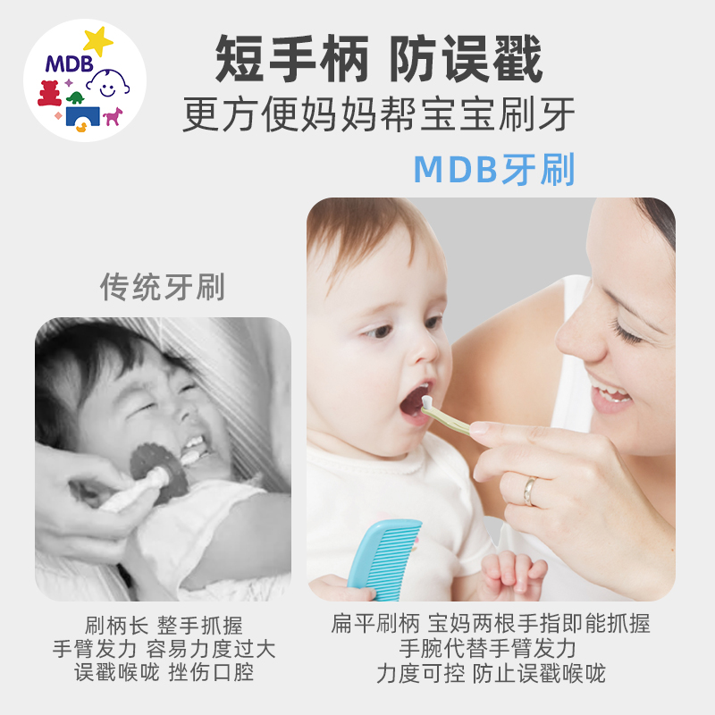 【百亿补贴】MDB婴幼儿童牙刷小头软毛0-1-2-3岁半新生宝宝乳牙刷 - 图1