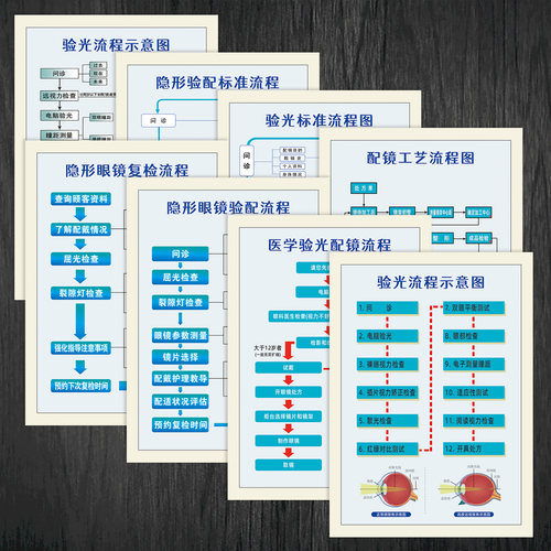 2025新版配装眼镜国家标准配镜验光流程图宣传画挂图墙贴纸WSD19 - 图2