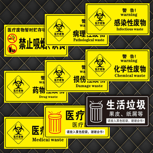 医疗废物垃圾分类感染损伤性垃圾桶暂存点存放处标志标识牌WSP09 - 图0