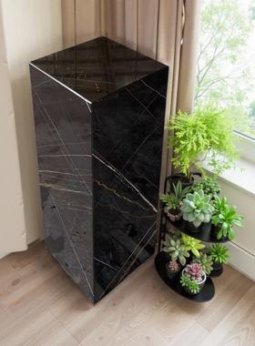 天然石轻奢风大理石墩子花盆底座