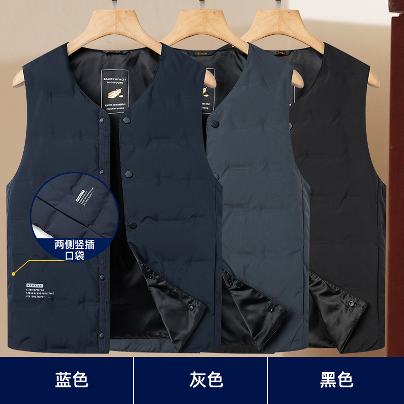 秋冬季羽绒马甲男中老年人防寒服轻薄保暖坎肩背心马夹外套爸爸装 - 图0