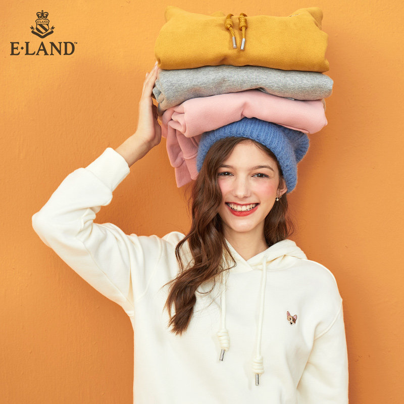 eland新款抽绳连帽萌宠刺绣卫衣 ELAND卫衣/绒衫