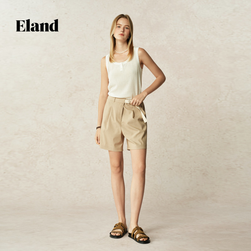 【亚麻】Eland衣恋马夹女领口花边圆领背心内搭2025夏季新款淡人