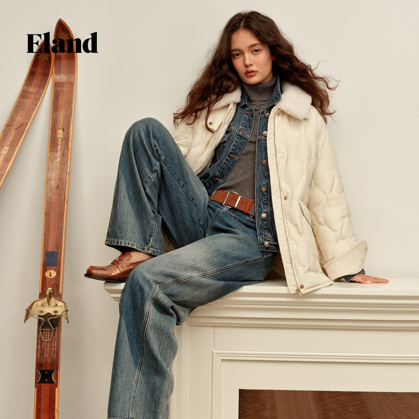 【莱赛尔】Eland衣恋牛仔裤女宽松显瘦微香蕉裤2025秋季新款