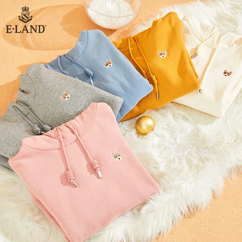 eland新款抽绳连帽萌宠刺绣卫衣 ELAND卫衣/绒衫