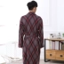 Áo choàng dài tay cotton đẹp hơn cho nam áo ngủ mùa xuân và mùa thu kimono Nhật Bản mùa thu mùa thu yukata dài đồ ngủ - Night Robe Night Robe