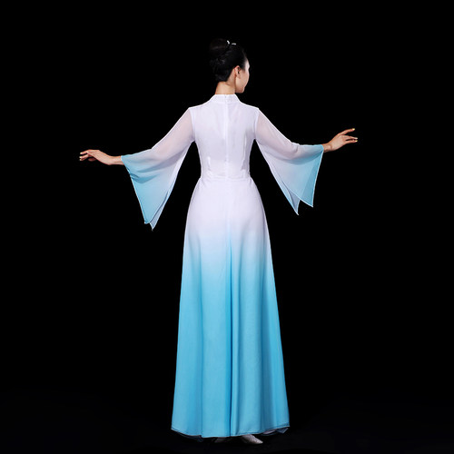 古典舞演出服仙女飘逸中国风新款伞舞扇子舞蹈独舞服装秧歌服套装 - 图2