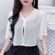 ໂສ້ງຂາສັ້ນ chiffon shawl, versatile ແລະ stylish, shawl ສັ້ນກັບ skirt ໃນ summer, gauze lace-up jacket ບາງໆ