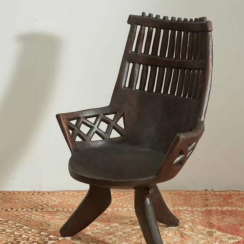 Деревянное кресло африканского племени африканского племени с подлокотниками Эфиопское импортное кресло, нектарные раскопки антиквариата