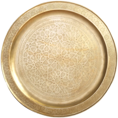 Марокканская медная тарелка Большая декоративная лотка ручной работы.