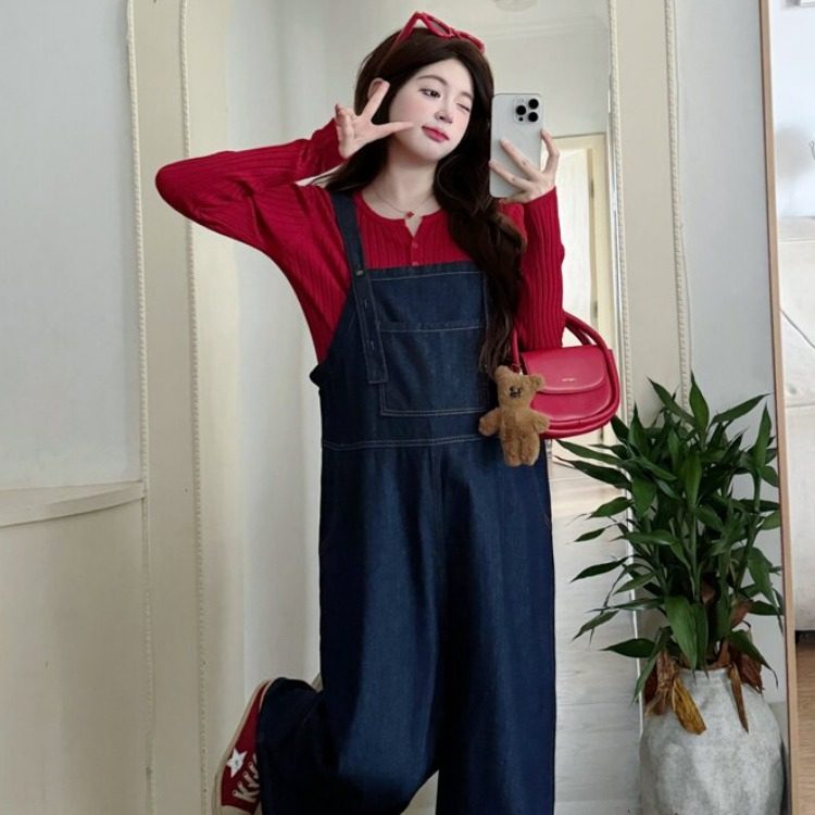 孕妇装春装长袖针织衫春季牛仔背带裤时尚休闲两件套春秋孕妇套装,淘宝优惠券,粉丝福利购,淘宝优惠卷